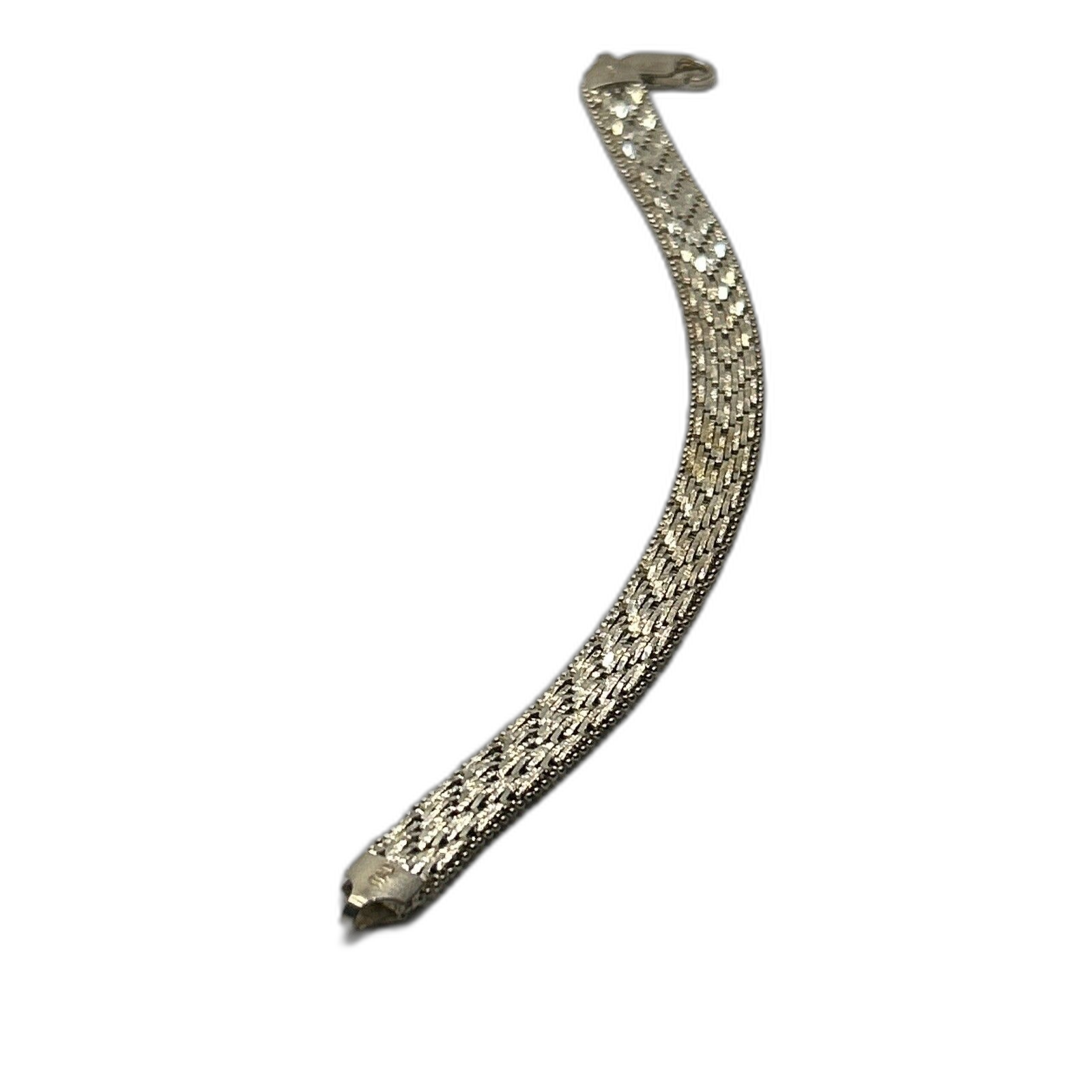 Italy Sterling Silver Mesh Bracelet 925 7-1/4"